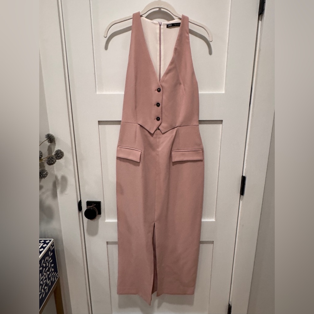 Zara Blush Pink dress with Button Detail